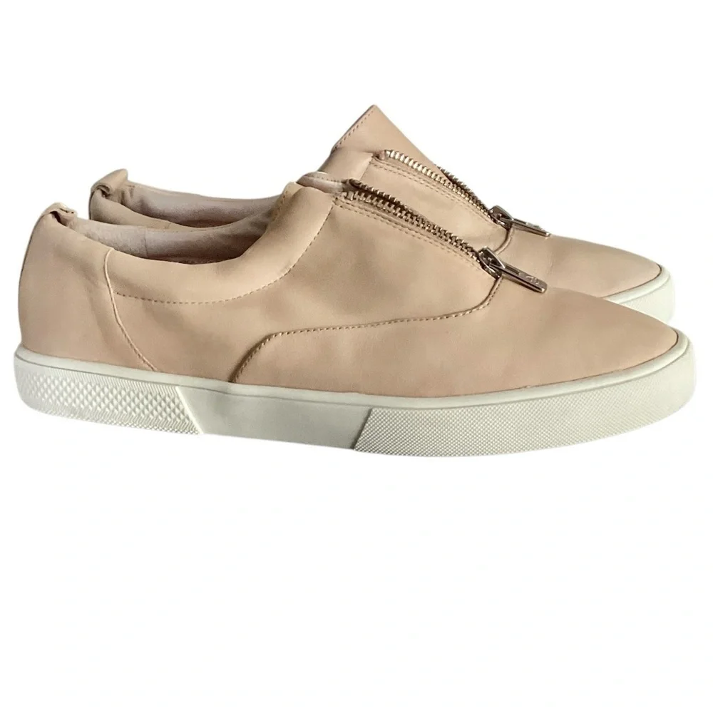 Antonio Melani Garta Suntan Beige Leather Zip Up Sneakers Women’s Size 10